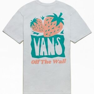 Vans White Tee with Peach and Teal Design